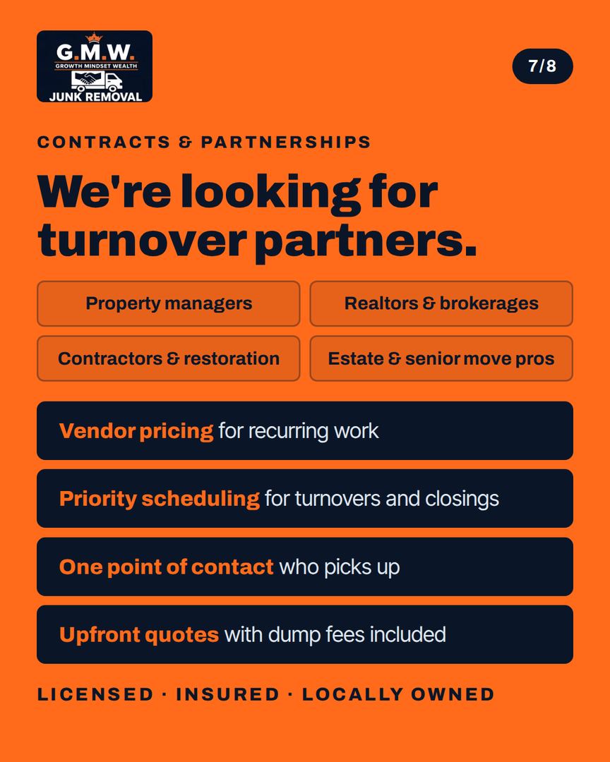 G.M.W is looking for turnover partners: property managers, realtors, contractors, estate and senior move pros